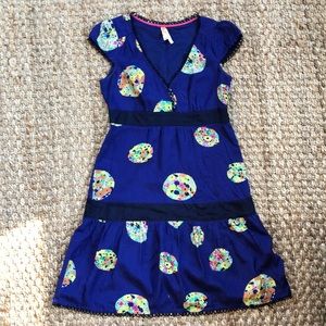 Anthropologie Blue Silk Floral Dress